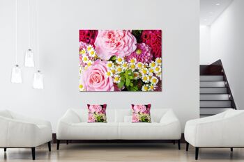 Ensemble de coussins photo décoratifs (2 pièces), motif : roses avec marguerites - taille : 40 x 40 cm - housse de coussin premium, coussin décoratif, coussin décoratif, coussin photo, housse de coussin 8