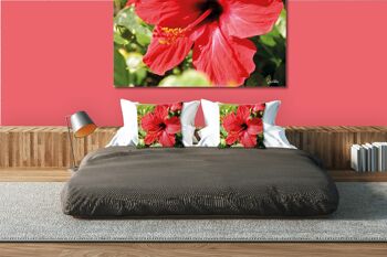 Ensemble de coussins photo décoratifs (2 pièces), motif : hibiscus, rouge vif - taille : 40 x 40 cm - housse de coussin premium, coussin décoratif, coussin décoratif, coussin photo, housse de coussin 6