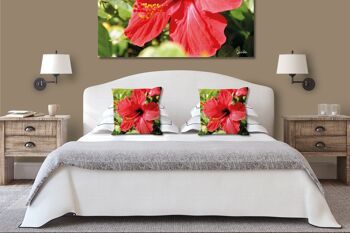 Ensemble de coussins photo décoratifs (2 pièces), motif : hibiscus, rouge vif - taille : 40 x 40 cm - housse de coussin premium, coussin décoratif, coussin décoratif, coussin photo, housse de coussin 7