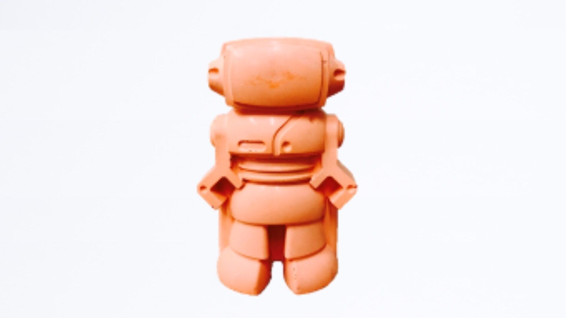 FIGURA DECORATIVA - ROBOT IN CEMENTO ARANCIONE