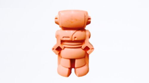 Figurine déco - robot en béton orange