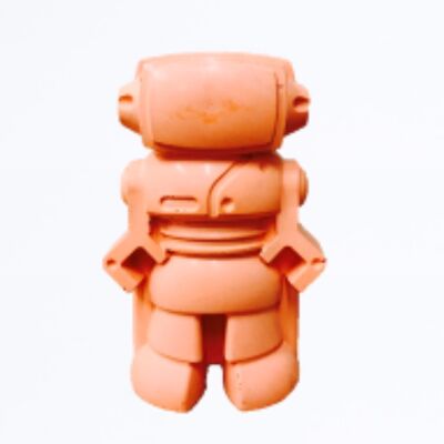 Figurine déco - robot en béton orange