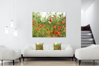 Ensemble de coussins photo décoratifs (2 pièces), motif : prairie de coquelicots - taille : 40 x 40 cm - housse de coussin premium, coussin décoratif, coussin décoratif, coussin photo, housse de coussin 5