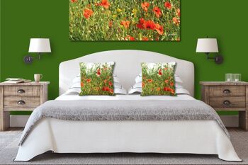 Ensemble de coussins photo décoratifs (2 pièces), motif : prairie de coquelicots - taille : 40 x 40 cm - housse de coussin premium, coussin décoratif, coussin décoratif, coussin photo, housse de coussin 6