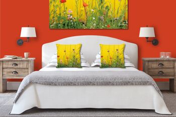 Ensemble de coussins photo décoratifs (2 pièces), motif : fleurs sauvages devant un mur jaune - taille : 40 x 40 cm - housse de coussin premium, coussin décoratif, coussin décoratif, coussin photo, housse de coussin 7