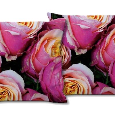 Set di cuscini decorativi con foto (2 pezzi), motivo: rose dream - dimensioni: 40 x 40 cm - fodera per cuscino premium, cuscino decorativo, cuscino decorativo, cuscino fotografico, federa per cuscino
