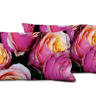Set di cuscini decorativi con foto (2 pezzi), motivo: rose dream - dimensioni: 80 x 40 cm - fodera per cuscino premium, cuscino decorativo, cuscino decorativo, cuscino fotografico, federa per cuscino