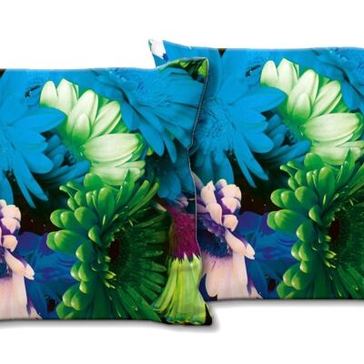 Set di cuscini decorativi con foto (2 pezzi), motivo: Bellissimi fiori - dimensioni: 40 x 40 cm - fodera per cuscino premium, cuscino decorativo, cuscino decorativo, cuscino fotografico, fodera per cuscino