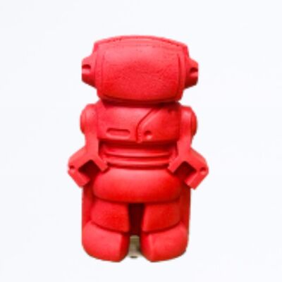 Figurine déco - robot en béton rouge