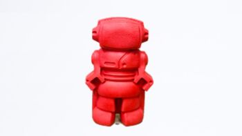 Figurine déco - robot en béton rouge 1