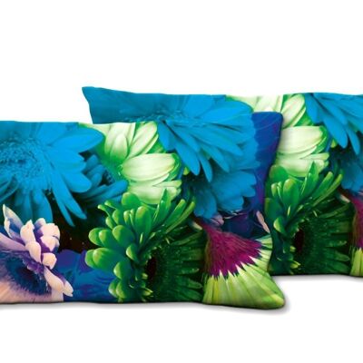 Deko-Foto-Kissen Set (2 Stk.), Motiv: Beautyful flowers - Größe: 80 x 40 cm - Premium Kissenhülle, Zierkissen, Dekokissen, Fotokissen, Kissenbezug