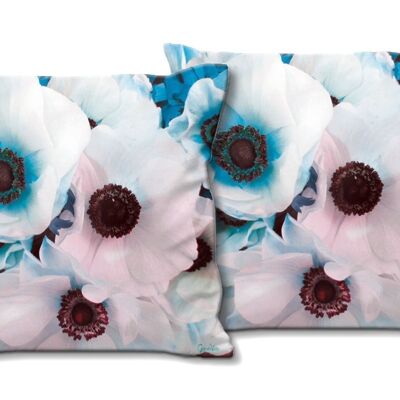 Set di cuscini decorativi con foto (2 pezzi), motivo: anemone mare - dimensioni: 40 x 40 cm - fodera per cuscino premium, cuscino decorativo, cuscino decorativo, cuscino fotografico, fodera per cuscino
