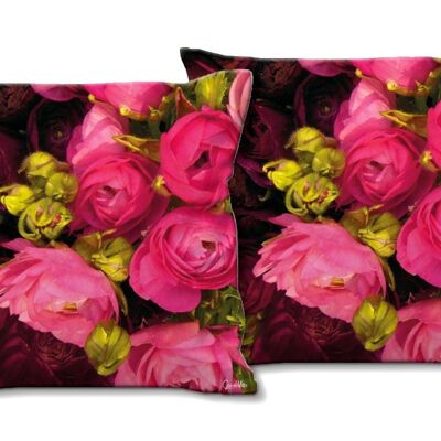 Juego de cojines decorativos con fotos (2 piezas), motivo: mar de rosas - tamaño: 40 x 40 cm - funda de cojín premium, cojín decorativo, cojín decorativo, cojín fotográfico, funda de cojín