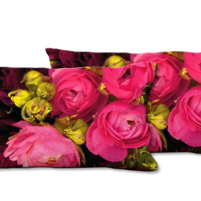 Decorative photo cushion set (2 pieces), motif: sea of roses - size: 80 x 40 cm - premium cushion cover, decorative cushion, decorative cushion, photo cushion, cushion cover