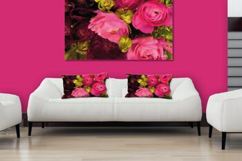 Ensemble de coussins photo décoratifs (2 pièces), motif : mer de roses - taille : 80 x 40 cm - housse de coussin premium, coussin décoratif, coussin décoratif, coussin photo, housse de coussin 2
