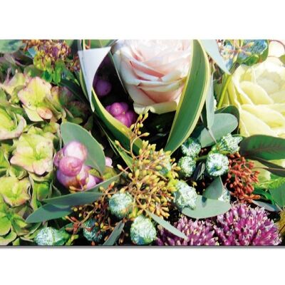 Mural: Autumn bouquet in pink and green - landscape format 2:1 - many sizes and materials - exclusive photo art motif as a canvas picture or acrylic glass picture for wall decoration