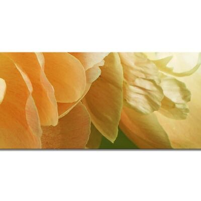 Collection murale 1 - Motif e : Pivoine jaune - Paysage panoramique 3:1 - Nombreuses tailles et matériaux - Motif d'art photo exclusif sous forme de toile ou d'image en verre acrylique pour la décoration murale