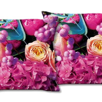 Deko-Foto-Kissen Set (2 Stk.), Motiv: Traumhafte Blumenwelt 1 - Größe: 40 x 40 cm - Premium Kissenhülle, Zierkissen, Dekokissen, Fotokissen, Kissenbezug