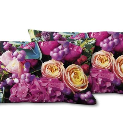 Decorative photo cushion set (2 pieces), motif: dreamy floral world 1 - size: 80 x 40 cm - premium cushion cover, decorative cushion, decorative cushion, photo cushion, cushion cover