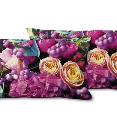 Deko-Foto-Kissen Set (2 Stk.), Motiv: Traumhafte Blumenwelt 1 - Größe: 80 x 40 cm - Premium Kissenhülle, Zierkissen, Dekokissen, Fotokissen, Kissenbezug
