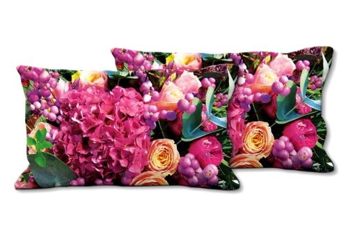 Deko-Foto-Kissen Set (2 Stk.), Motiv: Traumhafte Blumenwelt 2 - Größe: 80 x 40 cm - Premium Kissenhülle, Zierkissen, Dekokissen, Fotokissen, Kissenbezug