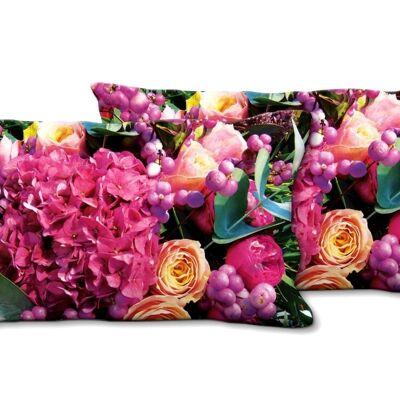 Deko-Foto-Kissen Set (2 Stk.), Motiv: Traumhafte Blumenwelt 2 - Größe: 80 x 40 cm - Premium Kissenhülle, Zierkissen, Dekokissen, Fotokissen, Kissenbezug