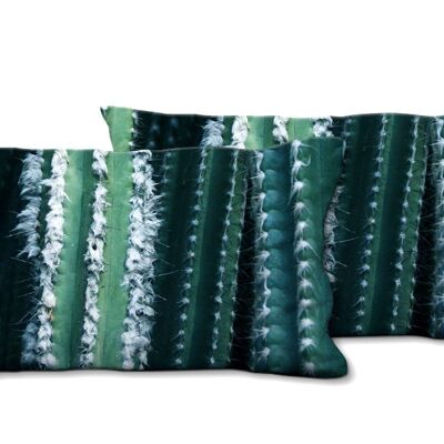 Set di cuscini decorativi con foto (2 pezzi), motivo: cactus world 1 - dimensioni: 80 x 40 cm - fodera per cuscino premium, cuscino decorativo, cuscino decorativo, cuscino fotografico, fodera per cuscino