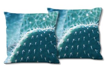 Ensemble de coussins photo décoratifs (2 pièces), motif : monde des cactus 3 - taille : 40 x 40 cm - housse de coussin premium, coussin décoratif, coussin décoratif, coussin photo, housse de coussin 1