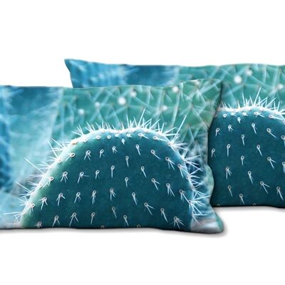 Decorative photo cushion set (2 pieces), motif: cactus world 3 - size: 80 x 40 cm - premium cushion cover, decorative cushion, decorative cushion, photo cushion, cushion cover