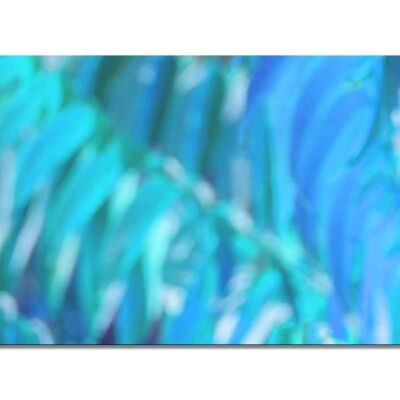 Collection murale 6 - Motif b : feuillage bleu - format paysage 2:1 - plusieurs tailles et matériaux - motif d'art photo exclusif comme image sur toile ou image en verre acrylique pour la décoration murale