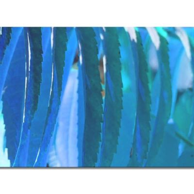 Mural Collection 6 - Motif d: Blue Foliage - format paysage 2:1 - nombreuses tailles et matériaux - motif d'art photo exclusif sous forme de toile ou d'image en verre acrylique pour la décoration murale