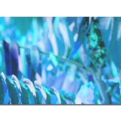 Mural Collection 6 - Motif e: Blue Foliage - format paysage 2:1 - nombreuses tailles et matériaux - motif d'art photographique exclusif sous forme d'image sur toile ou d'image en verre acrylique pour la décoration murale