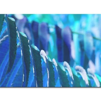 Mural collection 6 - motif f: blue foliage - landscape format 2:1 - many sizes & materials - exclusive photo art motif as a canvas picture or acrylic glass picture for wall decoration