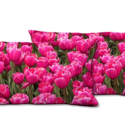 Set di cuscini decorativi con foto (2 pezzi), motivo: Tulip Sea 8 - dimensioni: 80 x 40 cm - fodera per cuscino premium, cuscino decorativo, cuscino decorativo, cuscino fotografico, fodera per cuscino