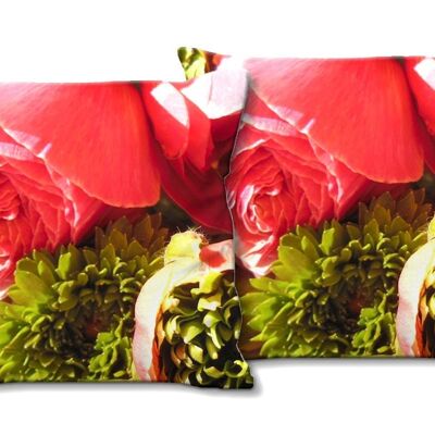 Decorative photo cushion set (2 pieces), motif: peonies - size: 40 x 40 cm - premium cushion cover, decorative cushion, decorative cushion, photo cushion, cushion cover