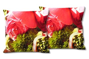 Ensemble de coussins photo décoratifs (2 pièces), motif : pivoines - taille : 40 x 40 cm - housse de coussin premium, coussin décoratif, coussin décoratif, coussin photo, housse de coussin 1