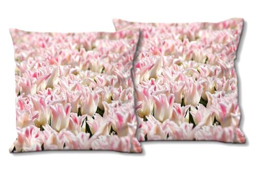 Deko-Foto-Kissen Set (2 Stk.), Motiv: Tulpenmeer 10 - Größe: 40 x 40 cm - Premium Kissenhülle, Zierkissen, Dekokissen, Fotokissen, Kissenbezug
