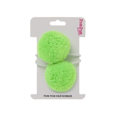 Pom Pom Hair Bobbles - Neon Green