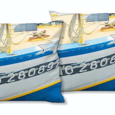 Set di cuscini decorativi con foto (2 pezzi), motivo: ship ahoy! 1 - Dimensioni: 40 x 40 cm - Fodera per cuscino premium, cuscino decorativo, cuscino decorativo, cuscino fotografico, fodera per cuscino