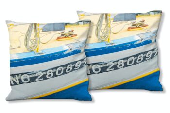 Ensemble de coussins photo décoratifs (2 pièces), motif : Ship ahoy ! 1 - Dimensions : 40 x 40 cm - Housse de coussin premium, coussin déco, coussin déco, coussin photo, housse de coussin 1