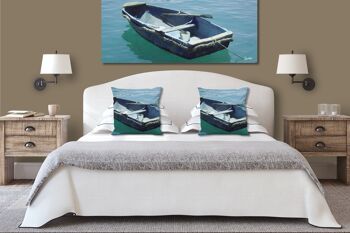 Ensemble de coussins photo décoratifs (2 pièces), motif : bateau bleu dans la mer bleue 1 - taille : 40 x 40 cm - housse de coussin premium, coussin décoratif, coussin décoratif, coussin photo, housse de coussin 2