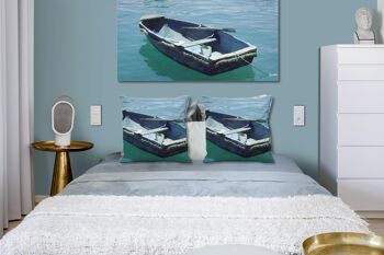 Ensemble de coussins photo décoratifs (2 pièces), motif : bateau bleu dans la mer bleue 1 - taille : 40 x 40 cm - housse de coussin premium, coussin décoratif, coussin décoratif, coussin photo, housse de coussin 4