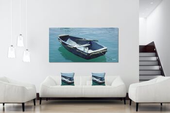 Ensemble de coussins photo décoratifs (2 pièces), motif : bateau bleu dans la mer bleue 1 - taille : 40 x 40 cm - housse de coussin premium, coussin décoratif, coussin décoratif, coussin photo, housse de coussin 5