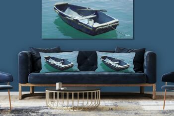 Ensemble de coussins photo décoratifs (2 pièces), motif : bateau bleu dans la mer bleue 1 - taille : 80 x 40 cm - housse de coussin premium, coussin décoratif, coussin décoratif, coussin photo, housse de coussin 3