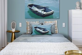 Ensemble de coussins photo décoratifs (2 pièces), motif : bateau bleu dans la mer bleue 1 - taille : 80 x 40 cm - housse de coussin premium, coussin décoratif, coussin décoratif, coussin photo, housse de coussin 6