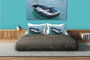 Ensemble de coussins photo décoratifs (2 pièces), motif : bateau bleu dans la mer bleue 1 - taille : 80 x 40 cm - housse de coussin premium, coussin décoratif, coussin décoratif, coussin photo, housse de coussin 7