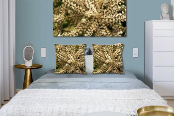 Ensemble de coussins photo décoratifs (2 pièces), motif : arbuste blanc - taille : 40 x 40 cm - housse de coussin premium, coussin déco, coussin déco, coussin photo, housse de coussin 3