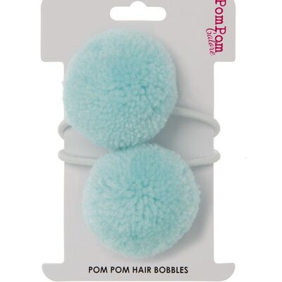 Pom Pom Hair Bobbles - Light Blue