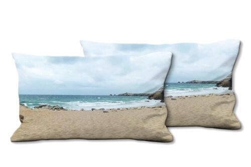 Deko-Foto-Kissen Set (2 Stk.), Motiv: Bretagne mon amour 6 - Größe: 80 x 40 cm - Premium Kissenhülle, Zierkissen, Dekokissen, Fotokissen, Kissenbezug