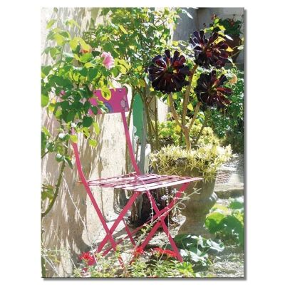 Mural: pink folding chair - portrait format 3:4 - many sizes & materials - exclusive photo art motif as a canvas picture or acrylic glass picture for wall decoration